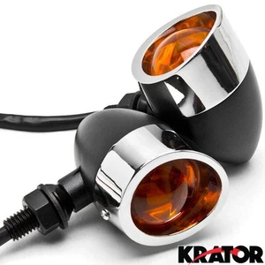 High Quality Universal Motorcycle Chrome/Black Turn Signals Blinker Amber Lens - Picture 1 of 6