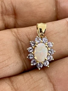 Anhänger 14 Kt Gelbgold 0,75 kt natürlicher Opal & 0,40 kt Tansanit (H36) - Bild 1 von 7