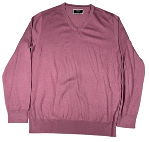 Charles Tyrwhitt Sweater Mens Medium Pink V Neck Extrafine Merino Wool Pullover - Picture 1 of 8