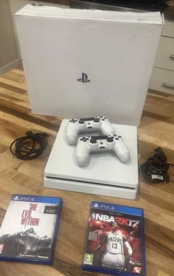 Sony PlayStation 4 Slim Glacier White 500GB With Controllers,Games And Wires - image 1 of 3