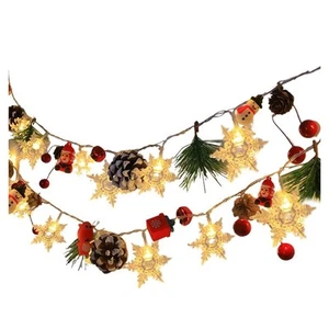 20 Leds Snowflake String Fairy Lights Battery Powered Christmas Tree6599 - Picture 1 of 13