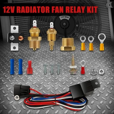 40 AMP Electric Radiator Cooling Fan Relay Kit Thermostat Temp Control Switch - Image 1 of 4