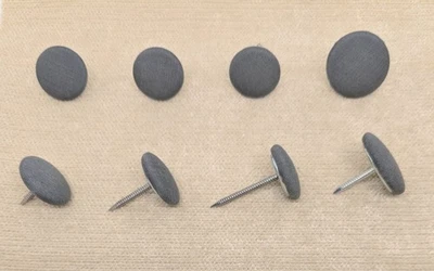Grey Polycotton Nail Back Buttons - Various Sizes Available - Image 1 of 2