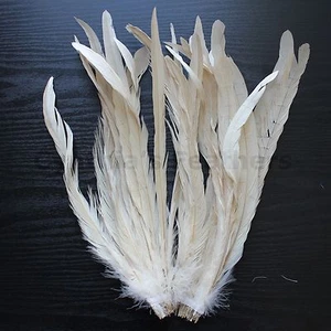 25 pcs 12-14" long Champagne Dyed Rooster COQUE tail Feathers for crafting, NEW - Picture 1 of 2