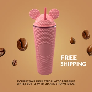 Studded Tumbler Double Wall Insulated Plastic Reusable Water Bottle with Lid - Picture 1 of 1