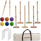 Six-Player Croquet Set with Wooden Mallets, Colored Balls, Sturdy Carrying Bag f