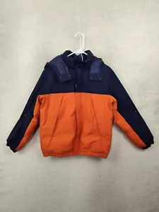 Uniqlo Boys Jacket 13 Orange Cotton Blend Long Sleeve Hooded Puffer Full Zip - Picture 1 of 18