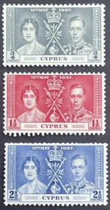 CYPRUS  1937 Set of 3 MH OG Sc# 140-42 CORONATION King George VI - Picture 1 of 2