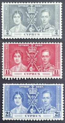 CYPRUS  1937 Set of 3 MH OG Sc# 140-42 CORONATION King George VI - Image 1 of 2