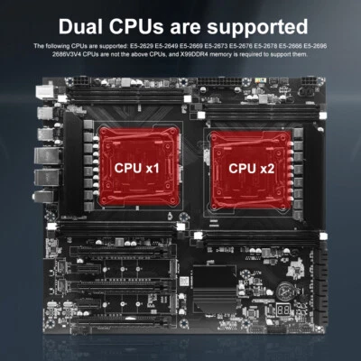 X99 Dual CPU LGA2011-3 Motherboard 8×DDR3 DIMM Desktop Computer Mainboard M.2 - Image 1 of 4