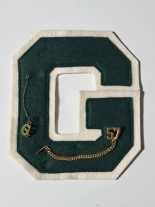 Green On White “G” Felt Letter Jacket Patch G Lapel Pin 57 Germantown PA Lot - Picture 1 of 7