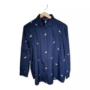 Joules Amilla Mallard Duck Print Button Down Shirt US Size 16 New Navy Blue - Picture 1 of 13