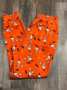 Peanuts Halloween Snoopy Boo Ghost Orange Jogger Pajama Pants Women Juniors M - Picture 1 of 7