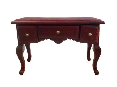 Bambole Casa Mogano Scrittura Scrivania Segretaria Tavolo Miniatura 1:12 Studio - Immagine 1 di 4