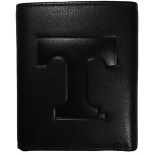 Tennessee Volunteers Tri-Fold Leather Wallet Embossed Black NCAA College Team - Picture 1 of 2