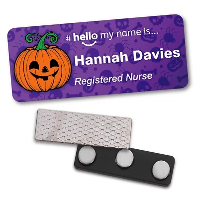 STONE MELON Hello My Name Is Badge Student Nurse GP Doctor Halloween Pumpkin Magnet Pin SMN