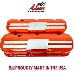 Cubiertas de válvula altas Big Block Chevy - Parte superior inclinada con billet - Personalizadas - Naranja - Imagen 1 de 7