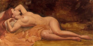 EARL MORAN Pin-up Art Poster or Rolled Canvas Print SEXY RECLINING GIRL #EM81 - Picture 1 of 1