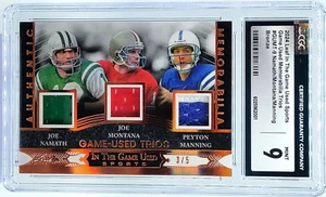 /5 CGC 9 MONTANA Manning NAMATH Triple PATCH 2024 Leaf ITG GAME USED Trios SP - Picture 1 of 6