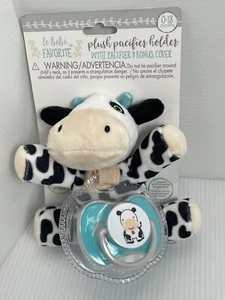 Le Bebe COW Plush Lovey Pacifier Holder w Pacifier Soothie Binky Unisex Black  - Picture 1 of 3