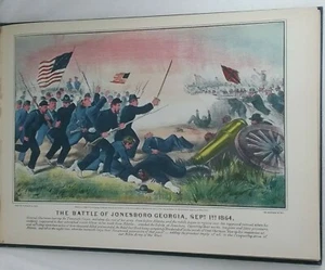 1864 Civil War Battle of Jonesboro Georgia Currier & Ives Color VTG Lithograph - Picture 1 of 3
