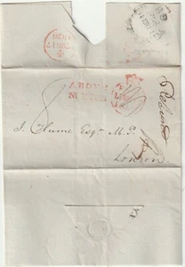1826 WINCHESTER WRAPPER TO LONDON MP H/S ROSSO 'SOPRA IL NUMERO' & CANCELLATO GRATUITAMENTE - Foto 1 di 1