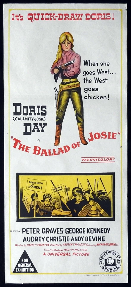 THE BALLAD OF JOSIE Original Daybill Movie Poster Doris Day Peter Graves - Bild 1 von 1