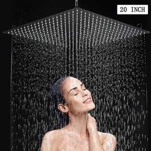 Schwarz Regendusche Duschkopf 50x50cm kopfbrause Ultra dünn Regen Duschbrause - Picture 1 of 7