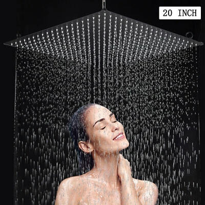 JIEBAO Cabezal de ducha de lluvia negro 50x50 cm ducha de lluvia ultra delgado