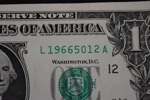 ONE DOLLAR FANCY BIRTHDAY/ANNIVERSARY NOTE MAY 12, 1966 UNC SN # L 19665012 A - Picture 1 of 3