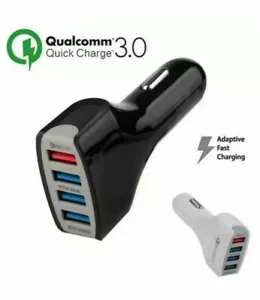 Fast Car Charger USB Socket 4-Port Adapter For iPhone Samsung + Type C Cable - Picture 1 of 6