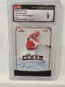 2018 Leaf Clear Autographs Red Travis Swaggerty CSG Mint 9 - Picture 1 of 5