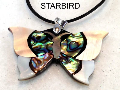 Collar Colgante ABULÓN, MADREPERLA INCRUSTACIÓN MARIPOSA Foto 1 de 4