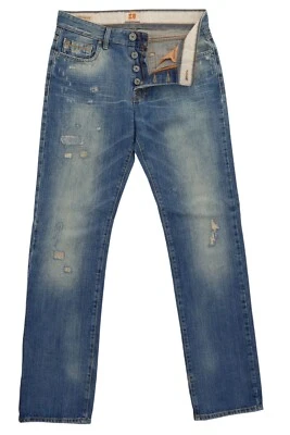 Оранжевые мужские джинсы HUGO BOSS прямые 38 x 34 уничтоженные оранжевые 25 ИГРУШКА стирка - Изображение 1 из 4