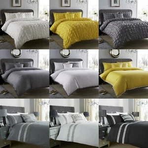 New Fancy Polycotton Duvet Cover Set with Pillow Cases Bedding All Sizes - Picture 1 of 15