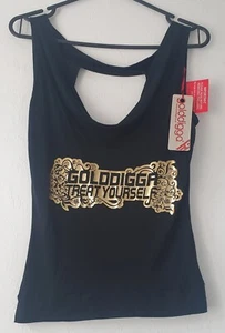 Golddigga Black Drapped Collar Top Size 12 BNWT Y2K - Picture 1 of 9