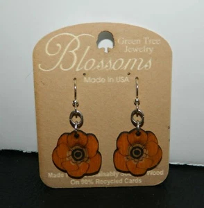 Ohrringe GRÜNER BAUMSCHMUCK Blüten Holz BLUME * NEU - Bild 1 von 3