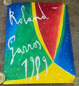 Original 1989 French Open Poster by De Maria, Roland Garros, Tennis, 23x30” - Picture 1 of 5