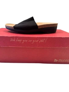 Munro Casita Black Stretch Fabric Size 7 N (AA) Flat Slip On NWB $135 - Picture 1 of 9
