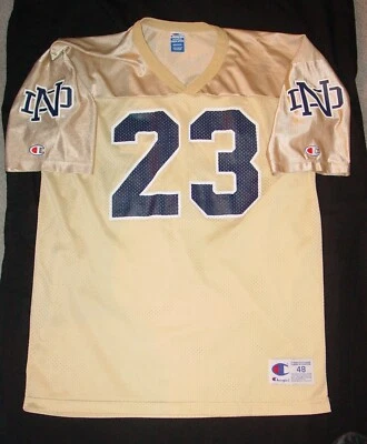 RARE VINTAGE CHAMPION NOTRE DAME GOLD FOOTBALL JERSEY - SIZE 48 - Image 1 of 4