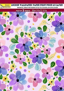 Magnetic School Locker Wallpaper (Full Sheet Magnetic) - Flowers - vr18 - Picture 1 of 3