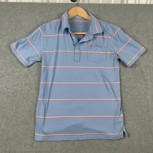 Johnnie O Polo Shirt Boys 12 Blue Pink Striped Pocket Collared Cotton Hangin Out - Picture 1 of 9
