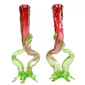 Victorian Walsh Welz Glass Thorn Vases British Bohemian h30cm Circa 1890 - Picture 1 of 17