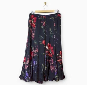 Vintage Lauren Ralph Lauren Seidenrock 10 Whimsigoth dunkel Y2K Midi Witchy Goth Boho - Bild 1 von 4