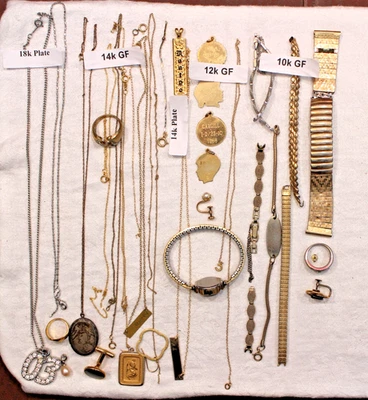 批量 125 克废金镀金和镀层首饰 10k 至 18k 用于零件维修 H2 — 第 1/4 张图片