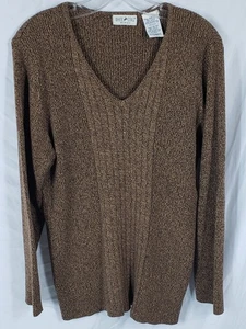 Women's White Stag Sweater 18W/20W Brown V-Neck Pullover Lightweight Pre-owned - Picture 1 of 7