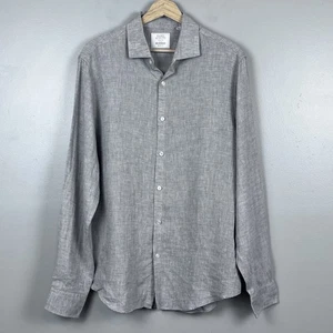 Baird McNutt Herren Murano 100% Leinen Slim Fit Langarm Hemd mit Knopfleiste Größe L - Bild 1 von 11