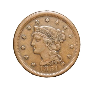 1851 Braided Hair Large Cent 1C Looks Better In Hand ecoinsales - Picture 1 of 2