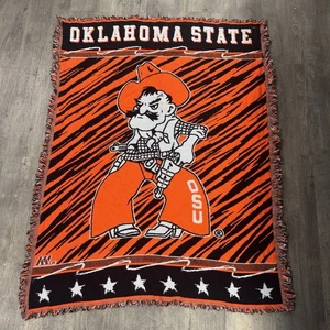 Manta tapiz mascota vintage Oklahoma State Cowboys College University - Imagen 1 de 3