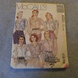 Vintage McCall’s 4520 Blouse Sewing Pattern Size 16 Women’s Fashion Basics 1980s - Picture 1 of 7